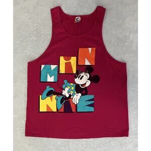 Vintage Walt Disney Minnie Mouse Tank Top Pink XL Theme Park Resort Cotton USA